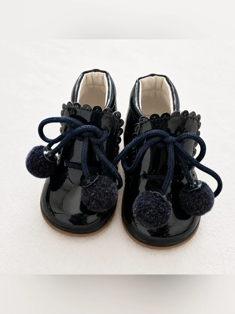 Girls Patent Leather Pom Pom Party Shoes Bridesmaid Dress Shoes UK 3 Infant